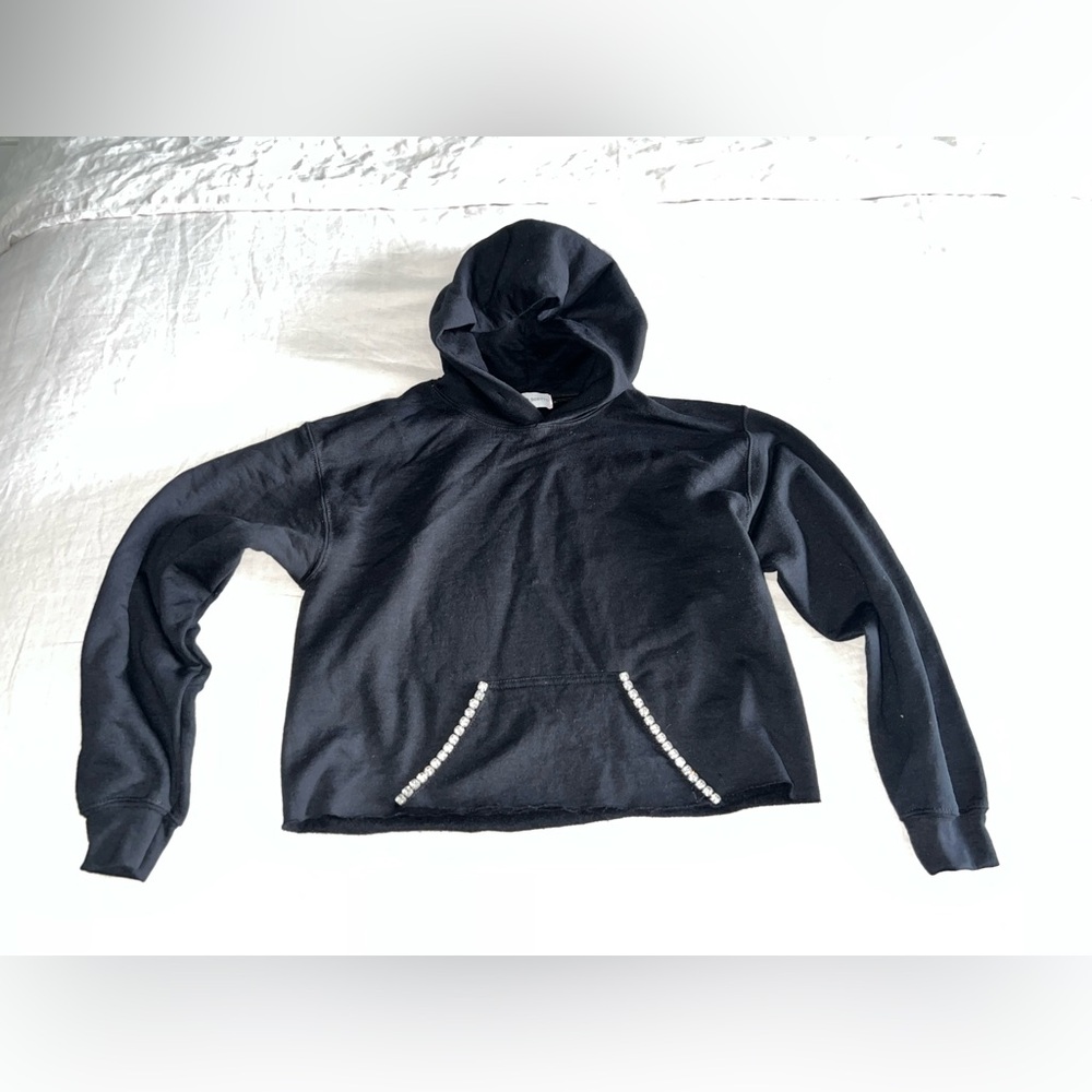 Elegant Black Women's Hoodie with Bead Accents